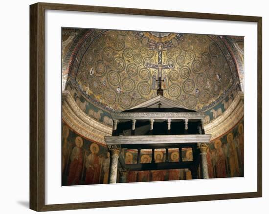 Triumph of Cross, Mosaic from Medallion of Apse, Basilica of St Clement, Rome. Italy, 12th Century-null-Framed Giclee Print