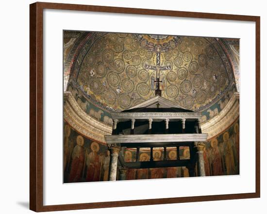 Triumph of Cross, Mosaic from Medallion of Apse, Basilica of St Clement, Rome. Italy, 12th Century-null-Framed Giclee Print