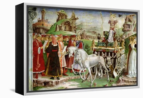 Triumph of Minerva: March, from the Room of the Months, Chariot and the Group of Savants, c.1467-70-Francesco del Cossa-Framed Premier Image Canvas