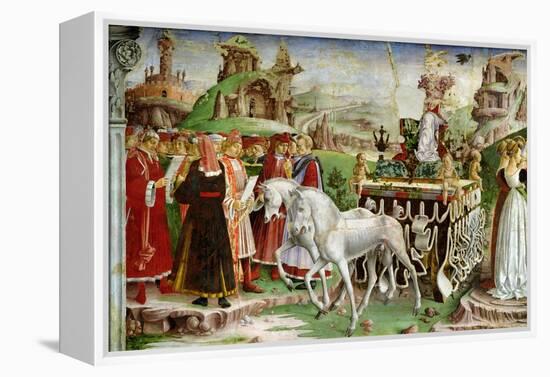 Triumph of Minerva: March, from the Room of the Months, Chariot and the Group of Savants, c.1467-70-Francesco del Cossa-Framed Premier Image Canvas