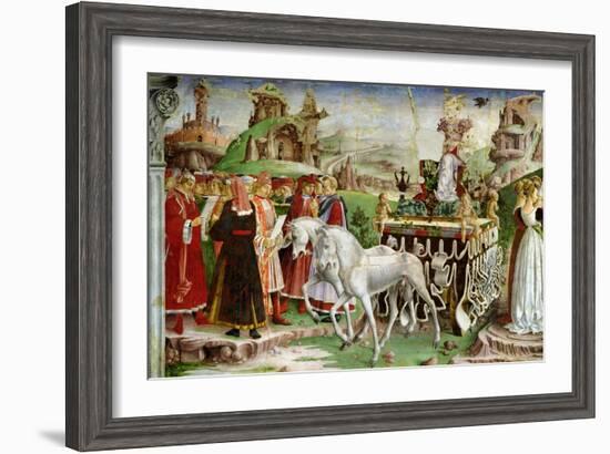 Triumph of Minerva: March, from the Room of the Months, Chariot and the Group of Savants, c.1467-70-Francesco del Cossa-Framed Giclee Print