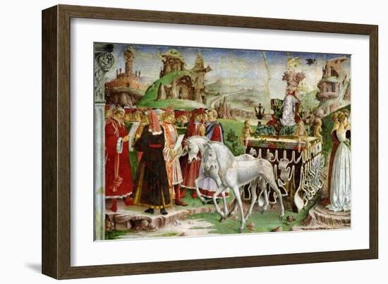 Triumph of Minerva: March, from the Room of the Months, Chariot and the Group of Savants, c.1467-70-Francesco del Cossa-Framed Giclee Print