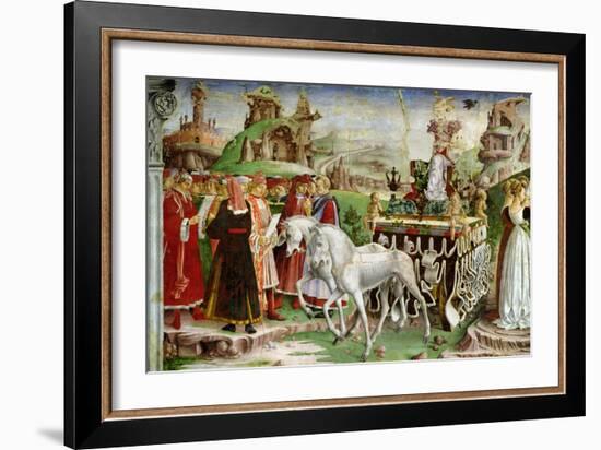 Triumph of Minerva: March, from the Room of the Months, Chariot and the Group of Savants, c.1467-70-Francesco del Cossa-Framed Giclee Print