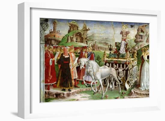 Triumph of Minerva: March, from the Room of the Months, Chariot and the Group of Savants, c.1467-70-Francesco del Cossa-Framed Giclee Print