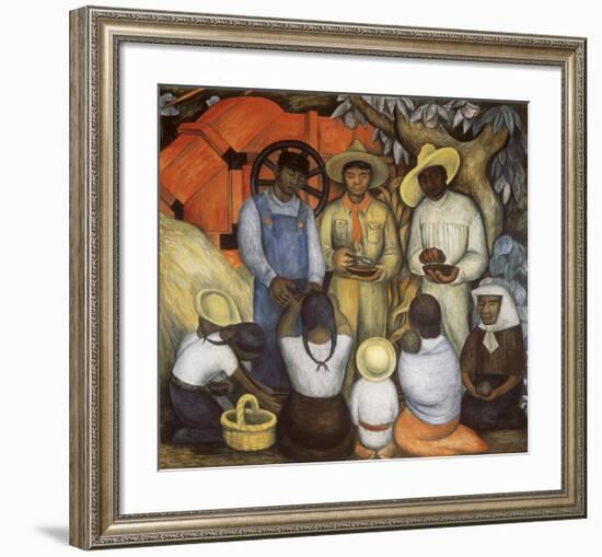 Triumph of the Revolution, Distribution of Food-Diego Rivera-Framed Art Print