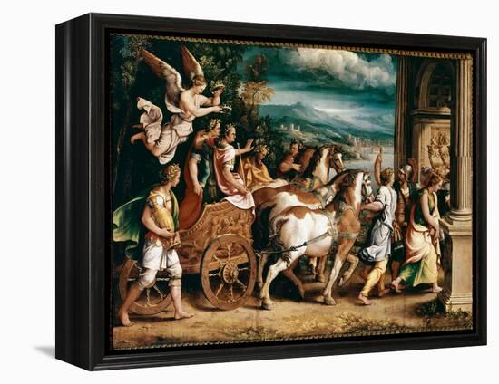 Triumph of Titus and Vespasian (Painting, Ca 1537)-Giulio Romano-Framed Premier Image Canvas