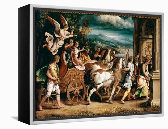 Triumph of Titus and Vespasian (Painting, Ca 1537)-Giulio Romano-Framed Premier Image Canvas