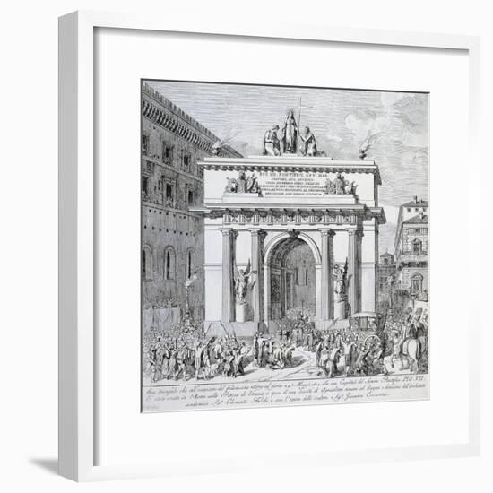 Triumphal Arch Erected by Pope Pius VII in Piazza Venezia on Occasion of His Return to Rome-null-Framed Giclee Print