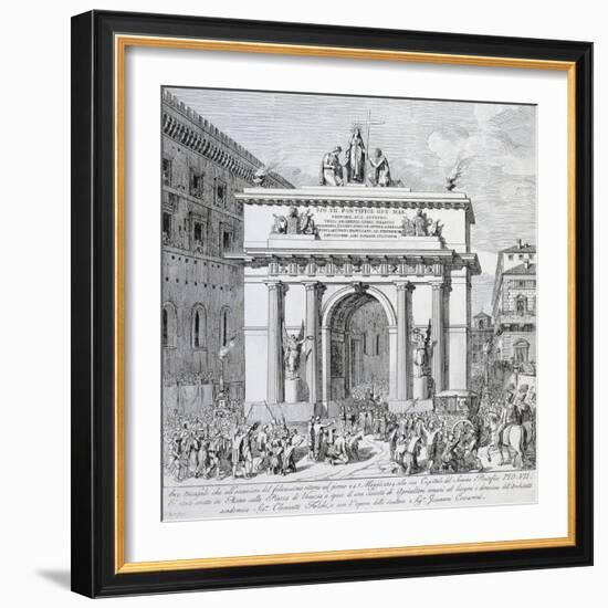 Triumphal Arch Erected by Pope Pius VII in Piazza Venezia on Occasion of His Return to Rome-null-Framed Giclee Print