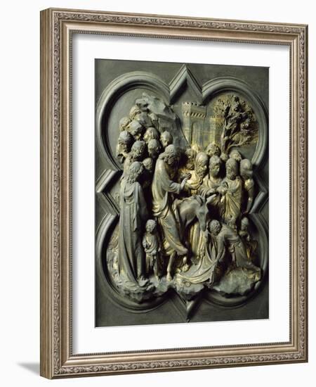 Triumphal Entry of Christ into Jerusalem, Gilded Bronze Panel-Lorenzo Ghiberti-Framed Giclee Print