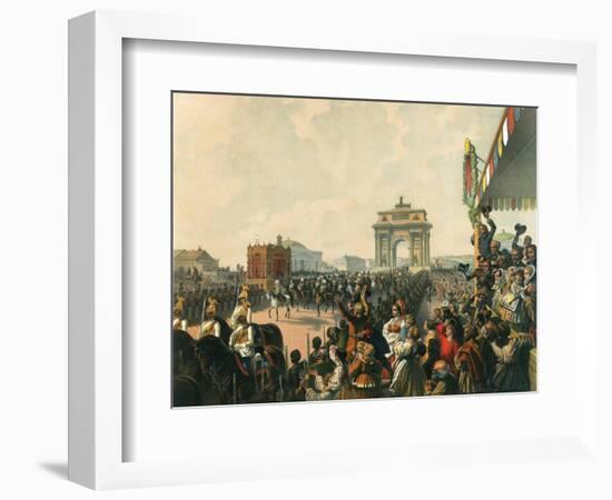 Triumphal Entry of their Majesties Alexander II and Maria Alexandrovna into Moscow, 1856-Mihály Zichy-Framed Giclee Print