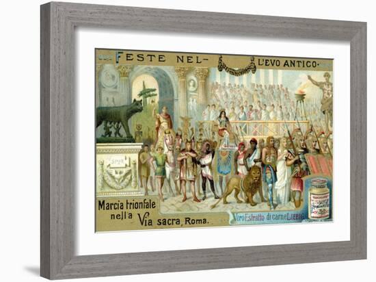 Triumphal March Along the Via Sacra, Rome-null-Framed Giclee Print