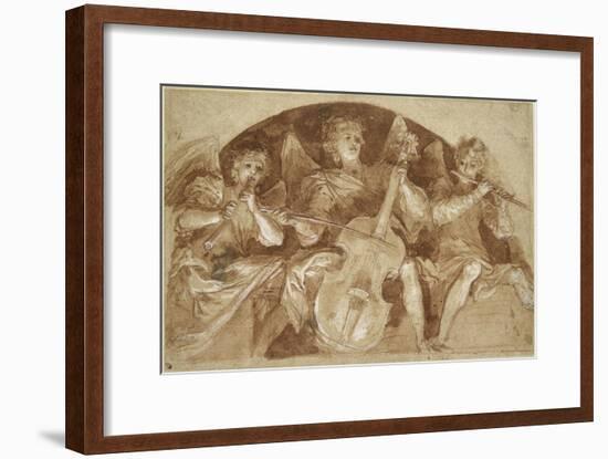 Trois anges musiciens dans une lunette-Baldassare Franceschini-Framed Giclee Print
