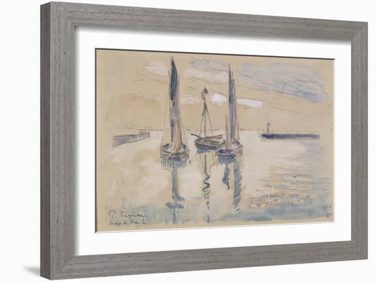 Trois barques à voiles à l'abri d'une jetée-Paul Signac-Framed Giclee Print