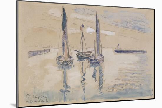 Trois barques à voiles à l'abri d'une jetée-Paul Signac-Mounted Giclee Print