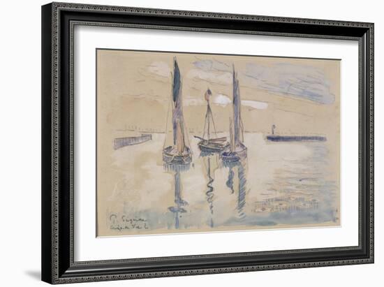 Trois barques à voiles à l'abri d'une jetée-Paul Signac-Framed Giclee Print