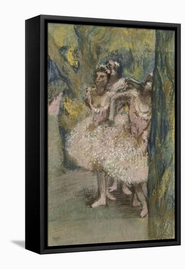 Trois danseuses en jupes saumon-Edgar Degas-Framed Premier Image Canvas