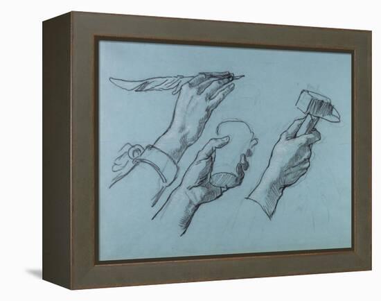 Trois Etudes De Mains (Three Studies of Hands), C. 1876-Thomas Couture-Framed Premier Image Canvas