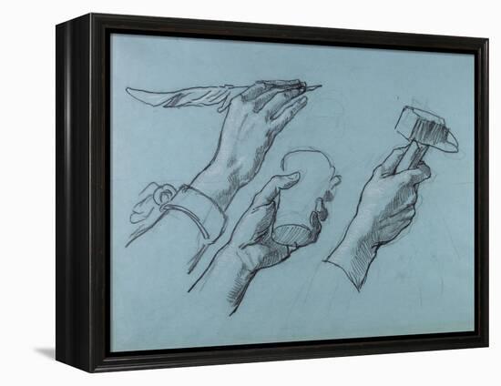 Trois Etudes De Mains (Three Studies of Hands), C. 1876-Thomas Couture-Framed Premier Image Canvas