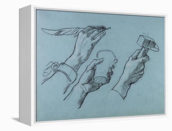 Trois Etudes De Mains (Three Studies of Hands), C. 1876-Thomas Couture-Framed Premier Image Canvas