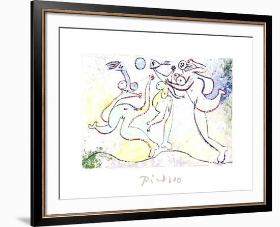 Trois Femmes Jouant au Ballon Sur La Plage-Pablo Picasso-Framed Collectable Print