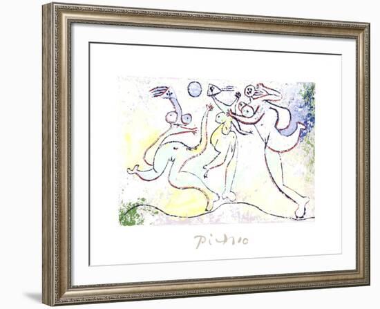 Trois Femmes Jouant au Ballon Sur La Plage-Pablo Picasso-Framed Collectable Print