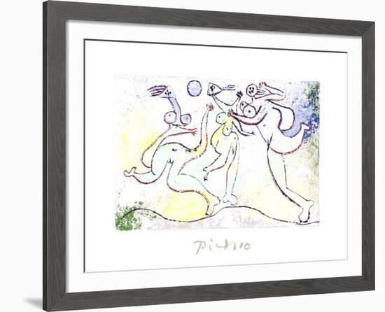 Trois Femmes Jouant au Ballon Sur La Plage-Pablo Picasso-Framed Collectable Print