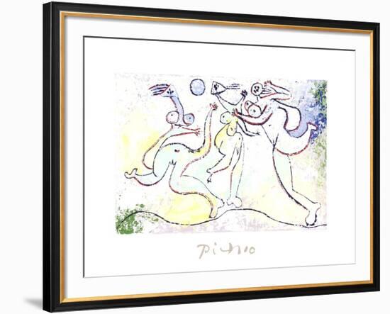 Trois Femmes Jouant au Ballon Sur La Plage-Pablo Picasso-Framed Collectable Print