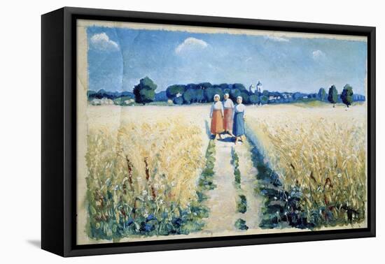 Trois Femmes Sur La Route (Three Women on the Road). Paysannes Aux Pieds Nus Et En Costume Traditio-Kazimir Severinovich Malevich-Framed Premier Image Canvas