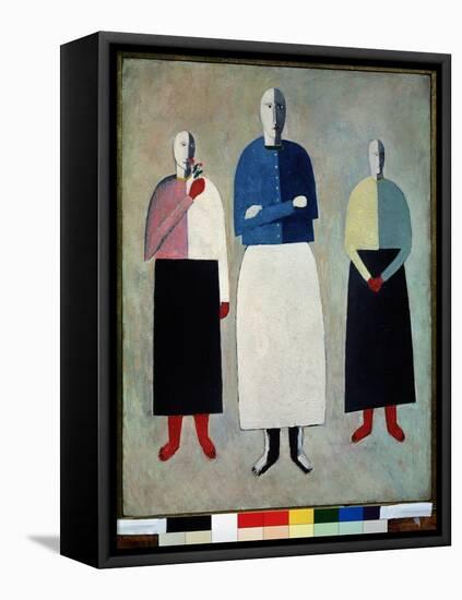 Trois Femmes (Three Girls). Les Trois Ont Le Crane Chauve, Vetues D'une Jupe Droite Et D'un Gilet B-Kazimir Severinovich Malevich-Framed Premier Image Canvas