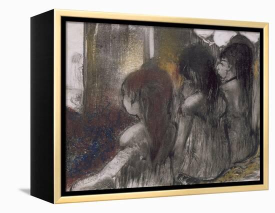 Trois filles assises de dos-Edgar Degas-Framed Premier Image Canvas