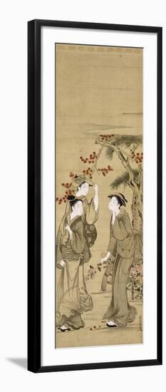 Trois jeunes femmes sous les érables rouges-Kubo Shunman-Framed Giclee Print