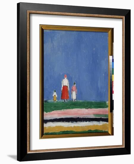 Trois Personnages (Three Figures). Une Mere Avec Deux Enfants, Representes De Dos. Peinture De Kasi-Kazimir Severinovich Malevich-Framed Giclee Print