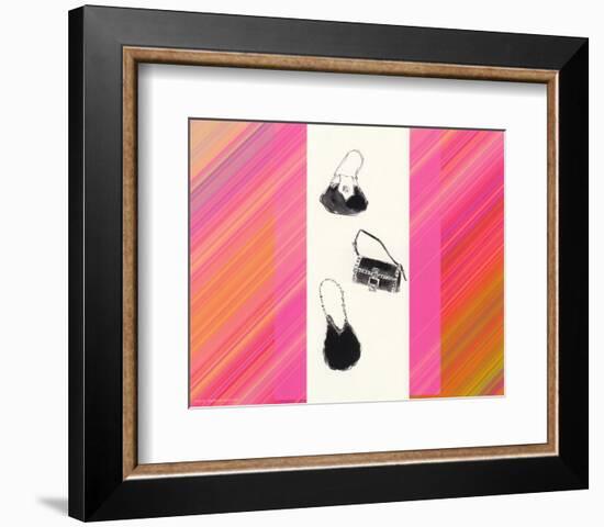 Trois Sacs a Main avec Raies-null-Framed Art Print