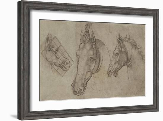 Trois têtes de chevaux-Leonardo da Vinci-Framed Giclee Print