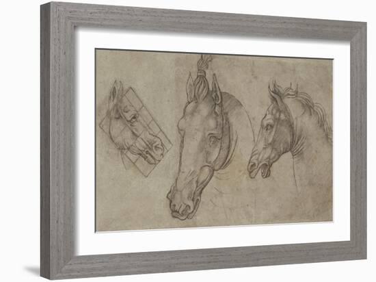 Trois têtes de chevaux-Leonardo da Vinci-Framed Giclee Print