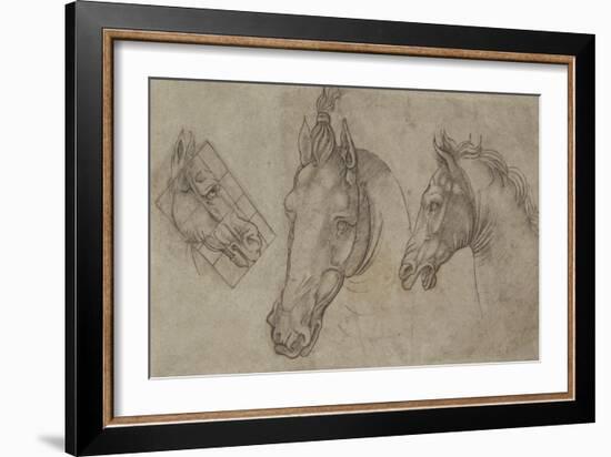 Trois têtes de chevaux-Leonardo da Vinci-Framed Giclee Print