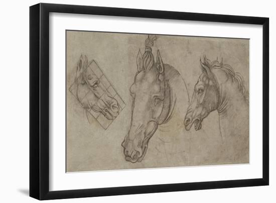 Trois têtes de chevaux-Leonardo da Vinci-Framed Giclee Print