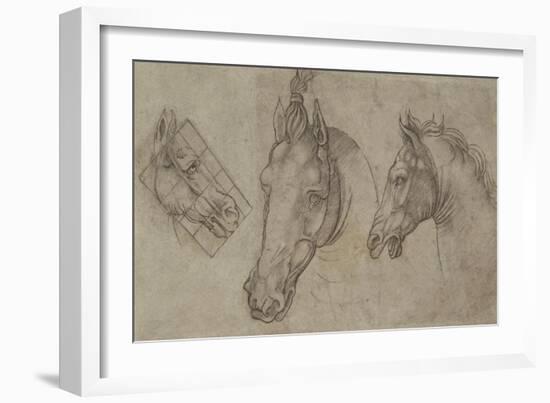 Trois têtes de chevaux-Leonardo da Vinci-Framed Giclee Print