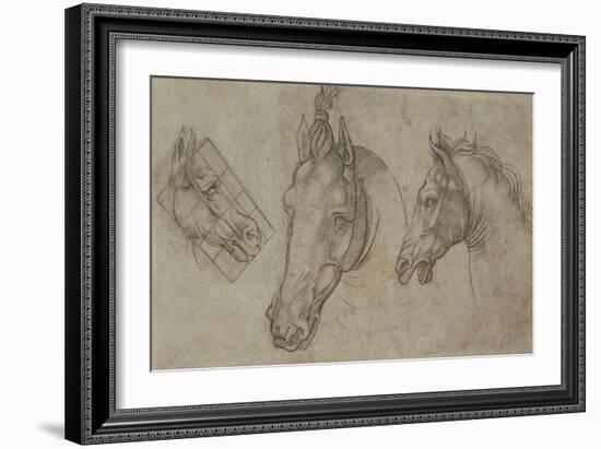 Trois têtes de chevaux-Leonardo da Vinci-Framed Giclee Print