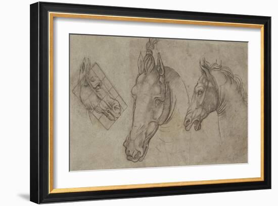 Trois têtes de chevaux-Leonardo da Vinci-Framed Giclee Print