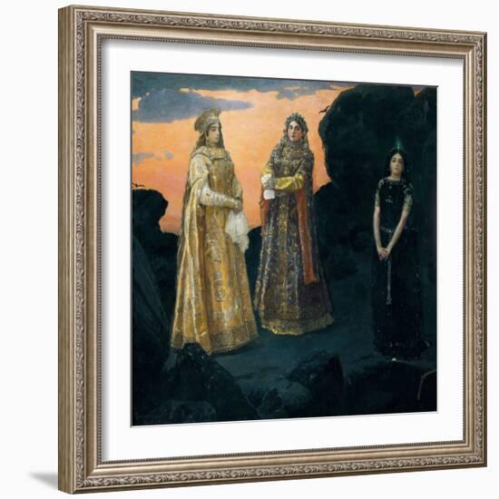 Trois Tsarevnas De La Royaute Clandestine. Peinture De Viktor Vasnetsov, (1848-1926), 1879-1881. Hu-Victor Mikhailovich Vasnetsov-Framed Giclee Print