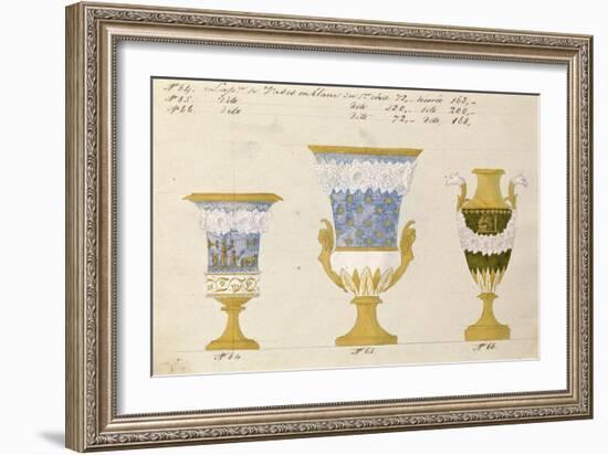 Trois vases en blanc du 1er choix, ca. 1800-1820-Honore-Framed Art Print