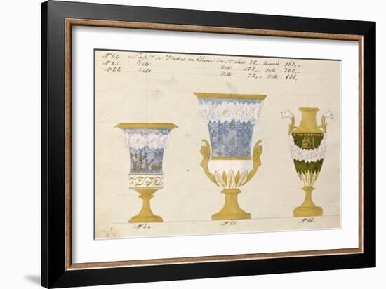 Trois vases en blanc du 1er choix, ca. 1800-1820-Honore-Framed Art Print