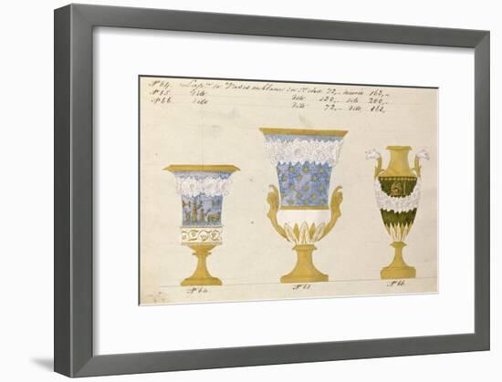 Trois vases en blanc du 1er choix, ca. 1800-1820-Honore-Framed Art Print