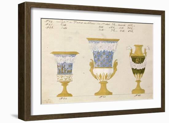 Trois vases en blanc du 1er choix, ca. 1800-1820-Honore-Framed Art Print