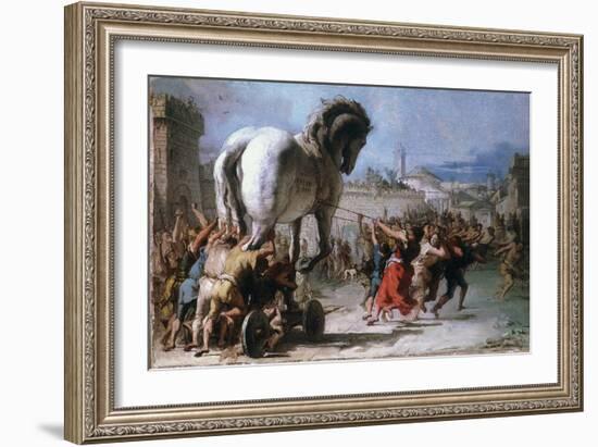 Trojan Horse-Giovanni Domenico Tiepolo-Framed Giclee Print