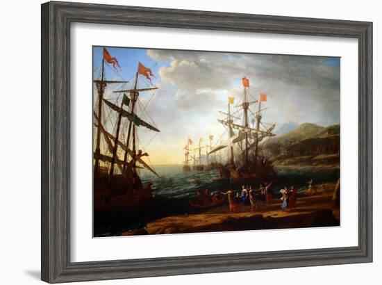 Trojan Women Setting Fire to their Fleet-Claude Lorraine-Framed Art Print