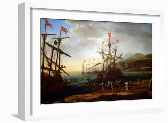 Trojan Women Setting Fire to their Fleet-Claude Lorraine-Framed Art Print