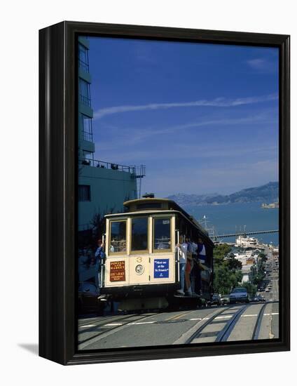 Trolley in Motion, San Francisco, CA-Mitch Diamond-Framed Premier Image Canvas